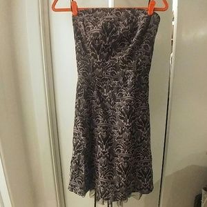 Strapless embroidered skater dress